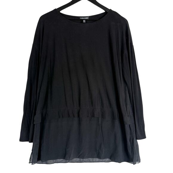 Eileen Fisher Tops - Eileen Fisher Tunic Chiffon Blouse Black 100% Silk Top - M